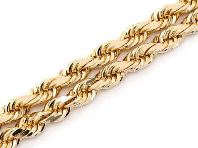 4mm 10K Solid Gold Rope Chain (White or Yellow) - from 16 to 26 Inches