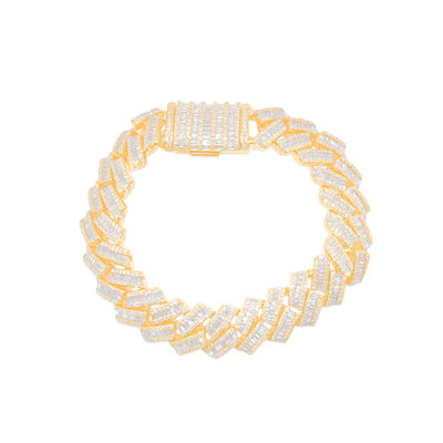 Iced Out Cuban Link Diamond Bracelet (9.50CTW) in 10K Yellow Gold - 15mm