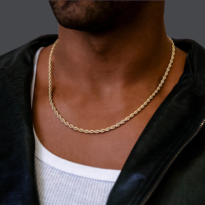5mm 10K Gold Hollow Rope Chain (White or Yellow) - from 18 to 28 Inches