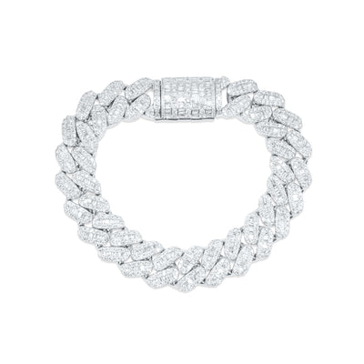 Iced Out Cuban Link Diamond Bracelet (11.50CTW) in 10K White Gold - 15mm