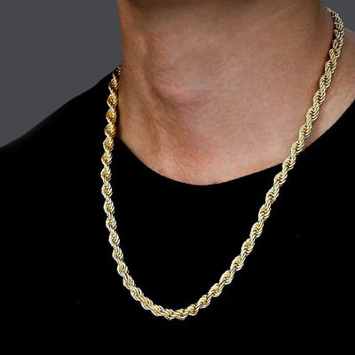 7mm 10K Solid Gold Rope Chain (White or Yellow) - from 20 to 26 Inches