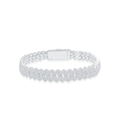 Iced Out Cuban Link Diamond Bracelet (8CTW) in 10K White Gold - 10mm