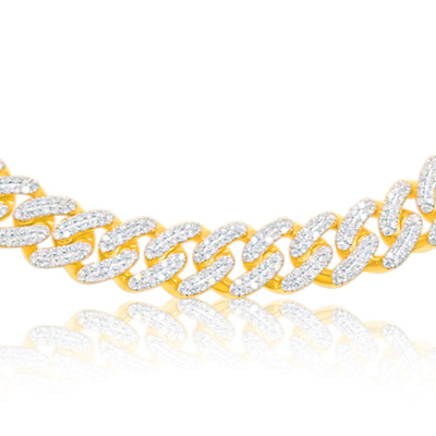 Iced Out Diamond Monaco Cuban Link Chain (16.50CT) in 10K Gold - 9.8mm (22 inches)