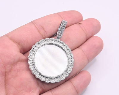 Round Shape Custom Diamond Memory Pendant (1.00CT) in 925 Sterling Silver