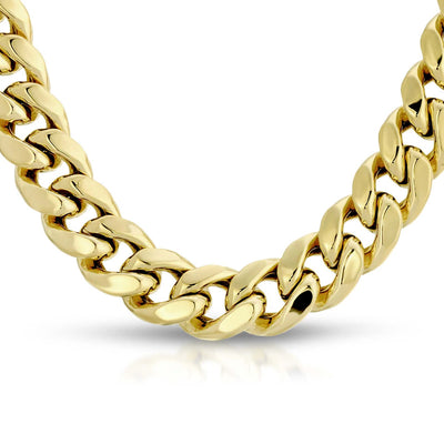 9mm 10K Gold Hollow Miami Cuban Chain (White or Yellow or Rose) - from 22 to 26 Inches