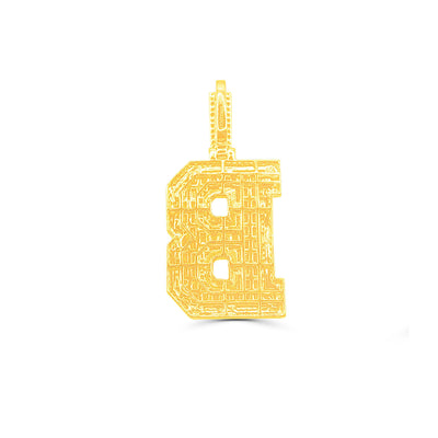 B Letter Baguette Diamond Pendant (4.75CT) in 10K Gold