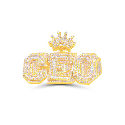 CEO Baguette Diamond Pendant For Men (4.55CT ) in 10K Yellow Gold