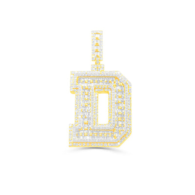 D Letter Baguette Diamond Pendant (4.75CT) in 10K Gold