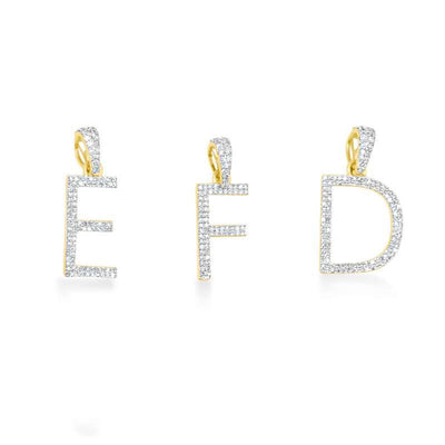 Alphabet Letter (Initials) Diamond Pendants in 10K Gold