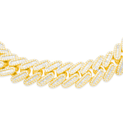 Baguette Diamond Miami Cuban Link Chain (46.50CT) in 10K Gold - 17mm (20 inches)