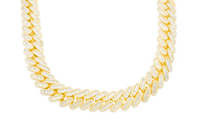 Baguette Diamond Miami Cuban Link Chain (46.50CT) in 10K Gold - 17mm (20 inches)