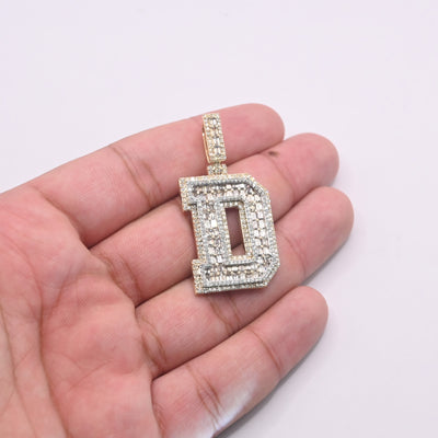 D Letter Baguette Diamond Pendant (4.75CT) in 10K Gold