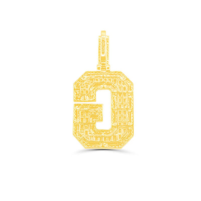 G Letter Baguette Diamond Pendant (4.25CT) in 10K Gold