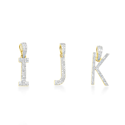 Alphabet Letter (Initials) Diamond Pendants in 10K Gold