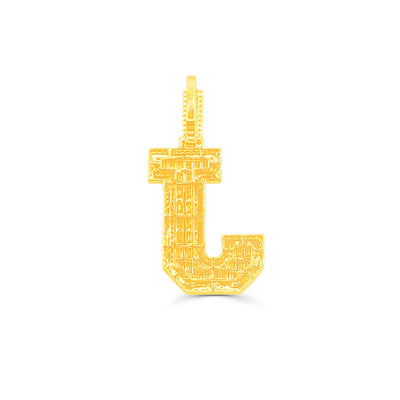 J Letter Baguette Diamond Pendant (3.75CT) in 10K Gold