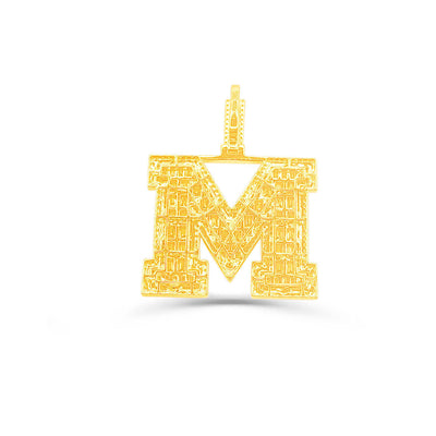 M Letter Baguette Diamond Pendant (7.85CT) in 10K Gold