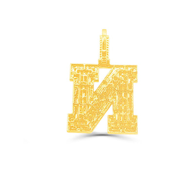 N Letter Baguette Diamond Pendant (6.50CT) in 10K Gold