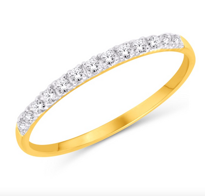 Round Cut Pave Diamond Women's Band Ring ( (0.15CT) in 14K Gold - Size 7 to 12