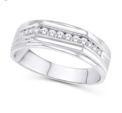 Channel Set Diamond Men's Band Ring (0.25CT) in 10K Gold - Size 7 to 12