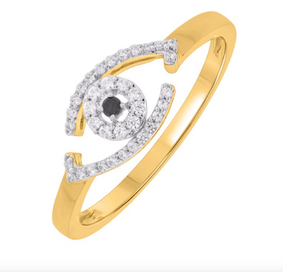 Evil Eye Black Diamond Women's Ring (0.15CT) in 10K Gold - Size 7 to 12