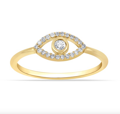 Evil Eye Diamond Women's Ring (0.13CT) in 10K Gold - Size 7 to 12