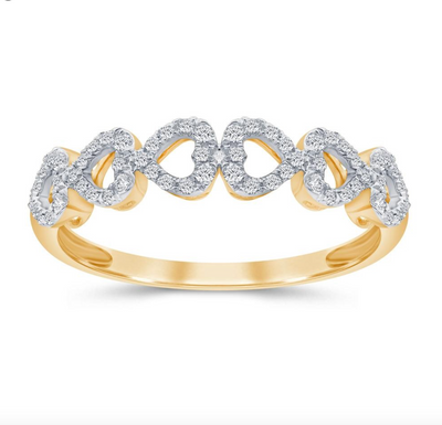 Mini Hearts Eternity Diamond Women's Band Ring (0.24CT) in 10K Gold - Size 7 to 12