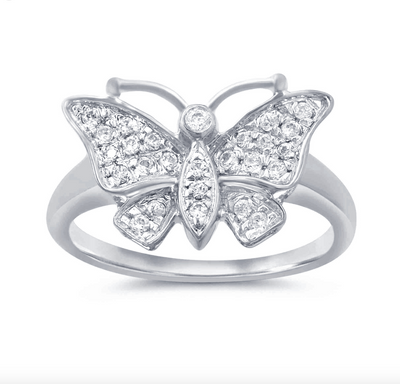 Butterfly Shape Diamond Cluster Women's Ring (0.25CT) in 10K Gold - Size 7 to 12