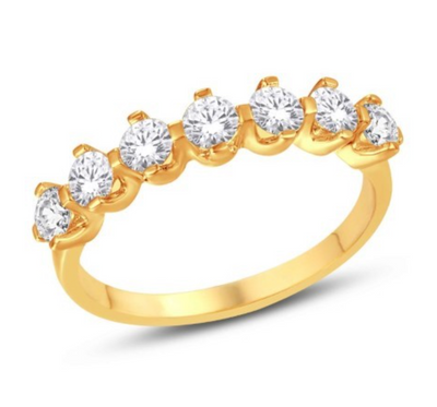 7 Stone Half Eternity Diamond Women's Ring (1.00CT) in 14K Gold - Size 7 to 12