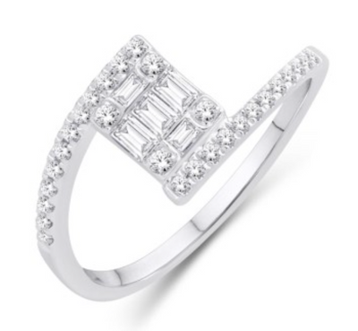 Bypass Baguette Diamond Women's Ring (0.33CT) in 14K Gold - Size 7 to 12