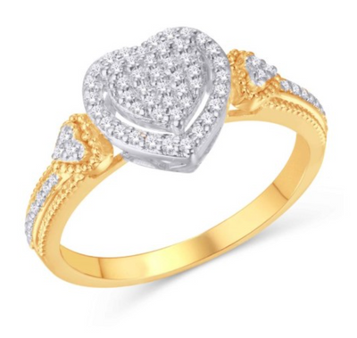 Heart Shape Halo Diamond Cluster Women's Ring (0.22CT) in 10K Gold - Size 7 to 12