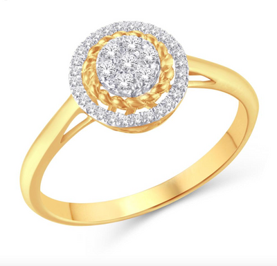 Round Shape Halo Diamond Cluster Women's Ring (0.15CT) in 10K Gold - Size 7 to 12