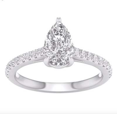 Pear Cut Pavé Diamond Women's Ring (1.25CT) in 14K Gold - Size 7 to 12 (LAB GROWN DIAMONDS)