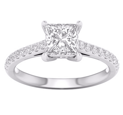 Princess Cut Pavé Diamond Women's Ring (1.75CT) in 14K Gold - Size 7 to 12 (LAB GROWN DIAMONDS)