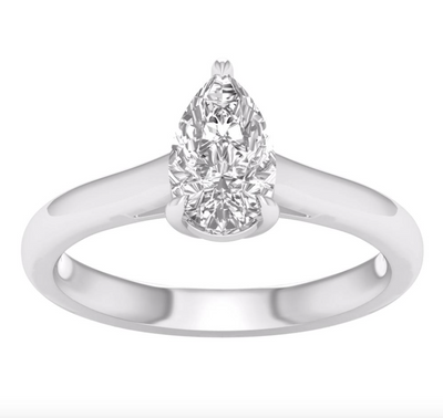 Pear Cut Diamond Women's Ring (1.00CT) in 14K Gold - Size 7 to 12 (LAB GROWN DIAMONDS)