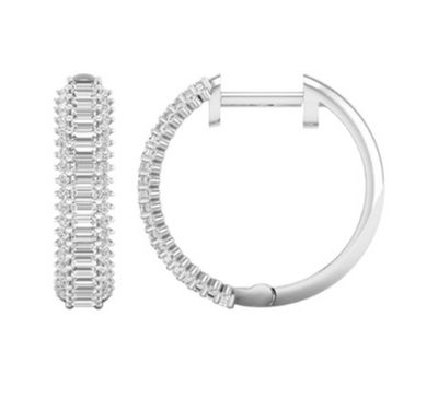 Huggie Hoop Illusion Diamond Earring (0.75CT) in 14K Gold (Yellow or White)