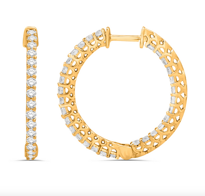 Huggie Hoop Diamond Cluster Earring (1.00CT) in 14K Gold (Yellow or White)