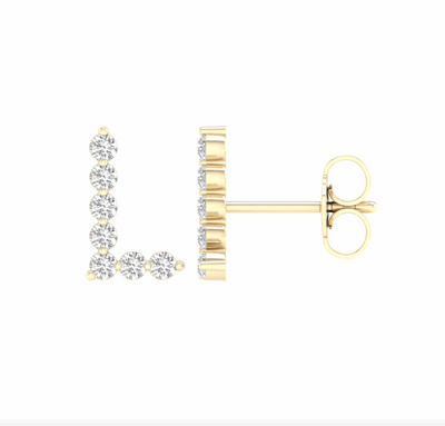 10K Gold Diamond Initial Earring