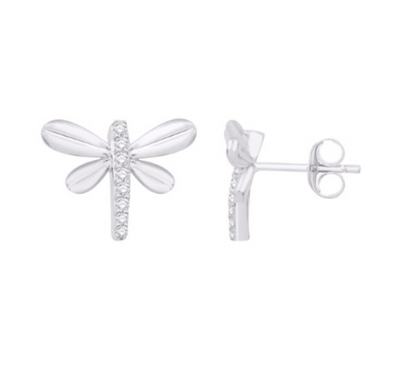 Butterfly Style Diamond Stud Earring (0.09CT) in 14K Gold (Yellow or White)