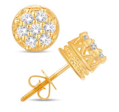 Circle Shape Diamond Cluster Stud Earring (0.50CT) in 10K Gold (Yellow or White)