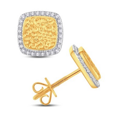 Square Shape Diamond Stud Earring (0.16CT) in 10K Gold (Yellow or White)