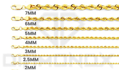 3mm 10K Gold Hollow Franco Chain (White or Yellow) - from 16 to 28 Inches