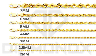 2.5mm 10K Gold Hollow Franco Chain (White or Yellow) - from 16 to 20 Inches