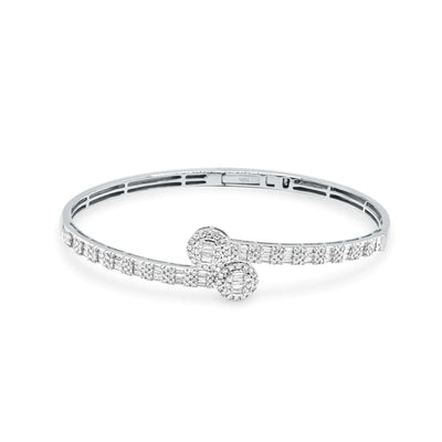 5.5mm 10K Baguette Diamond Bangle 2.00CT with 10K Gold Hoops 0.33CT Diamonds