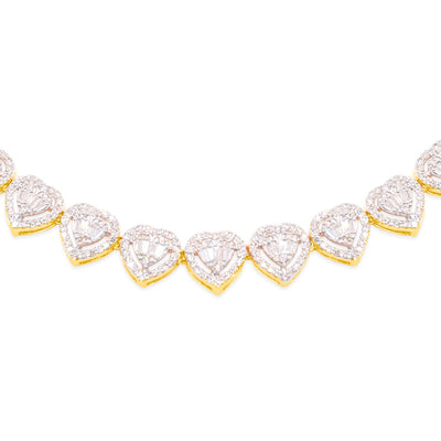 Heart Shaped Diamond Baguette Necklace (8CT) in 10K Gold - 8mm (20 inches)