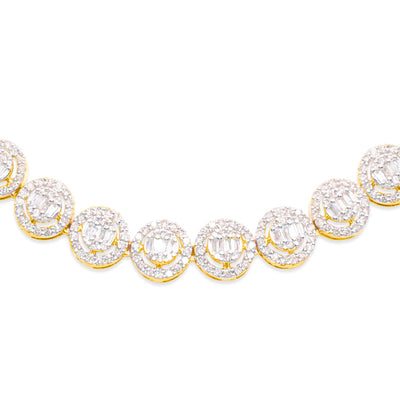 Round Cut Diamond Baguette Chain (8CT) in 10K Yellow Gold - 8mm (20 inches)