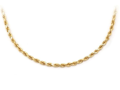 2.5mm 10K Gold Hollow Rope Chain (White or Yellow) - from 16 to 28 Inches