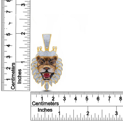 10K Gold Lion Pendant with 1.00CT Diamonds with Lion Gold Studs 0.22CT Diamonds