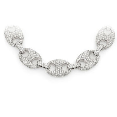Iced Out Diamond Mariner Link Necklace (34.00ctw) in 14K Gold - 14mm (16-24 Inches)