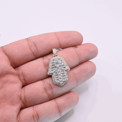 10K Gold Diamond Hamsa Pendant 2.00CT