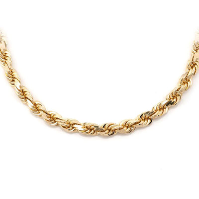 4mm 10K Solid Gold Rope Chain (White or Yellow) - from 16 to 26 Inches